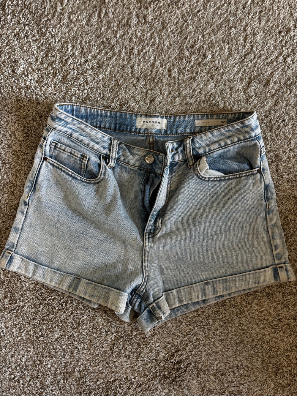 PacSun Light Wash High-Rise Cuffed Denim Shorts